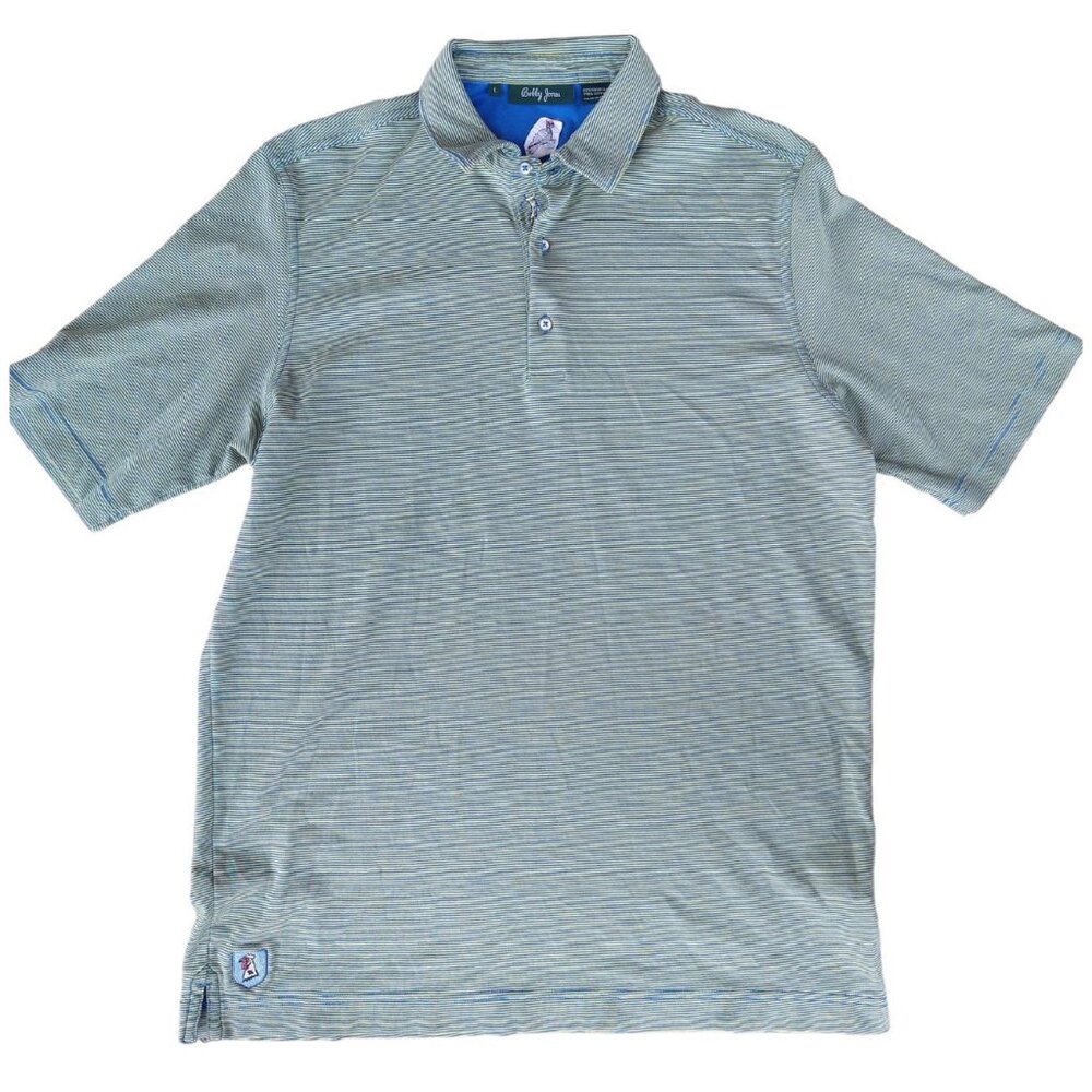 RARE Mens Bobby Jones Collar Shirt 100% Pima Cotton Peruvian Embroidered Golf L